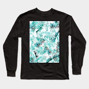 Palm leaves, Tropical print, Pattern, Print, Tropical, Bird, Pattern, Funny art, Modern art, Wall art, Print, Minimalistic, Modern Long Sleeve T-Shirt